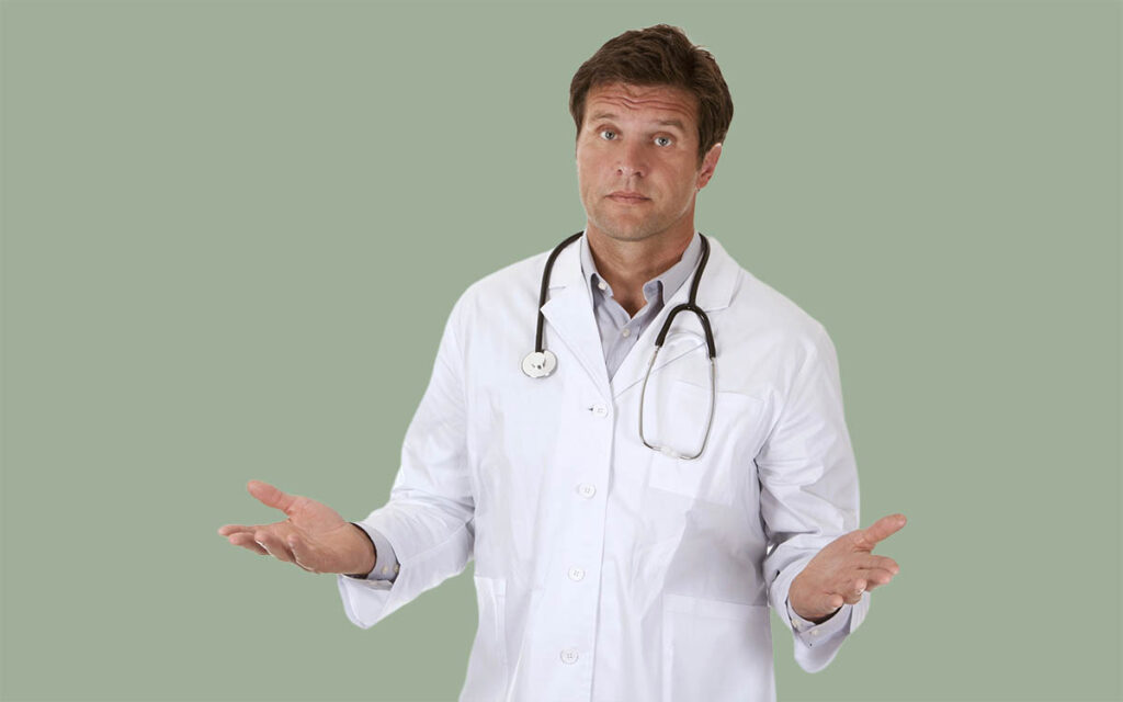 doctor shrugs in confusion
