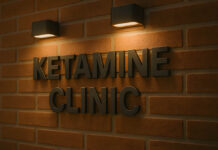 Ketamine Continues to Fail to Beat Active Placebo for Depression Sign on a wall reading "KETAMINE CLINIC"