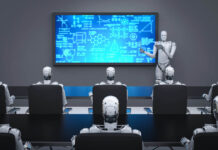 AI Undermines Medical Education—Trainee Doctors May Never Learn Vital Skills 3d rendering cyborg teaching in classroom or training room