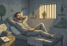 Is Psychiatry’s Myth of Mental Health as Damaging as Its Myth of Mental Illness? A man is content in his jail cell: illustration