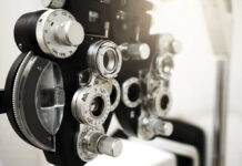 What If the Problem Is the Lens? Close up of phoropter eyesight measurement testing machine