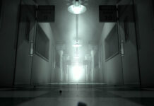 Human Rights Violations in Psychiatry Empty hospital corridor with ghostly light