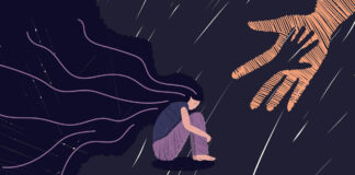 An Attorney Goes Public—My Experience of Misdiagnosis, Damaging Drugs, and Lack of Informed Consent Vector graphics. The human hand helps the girl in depression. Lonely woman hugs her knees with her hair loose.
