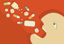 The Epidemic of Depression Diagnoses and Antidepressant Prescribing Medicine poster with man and tablets